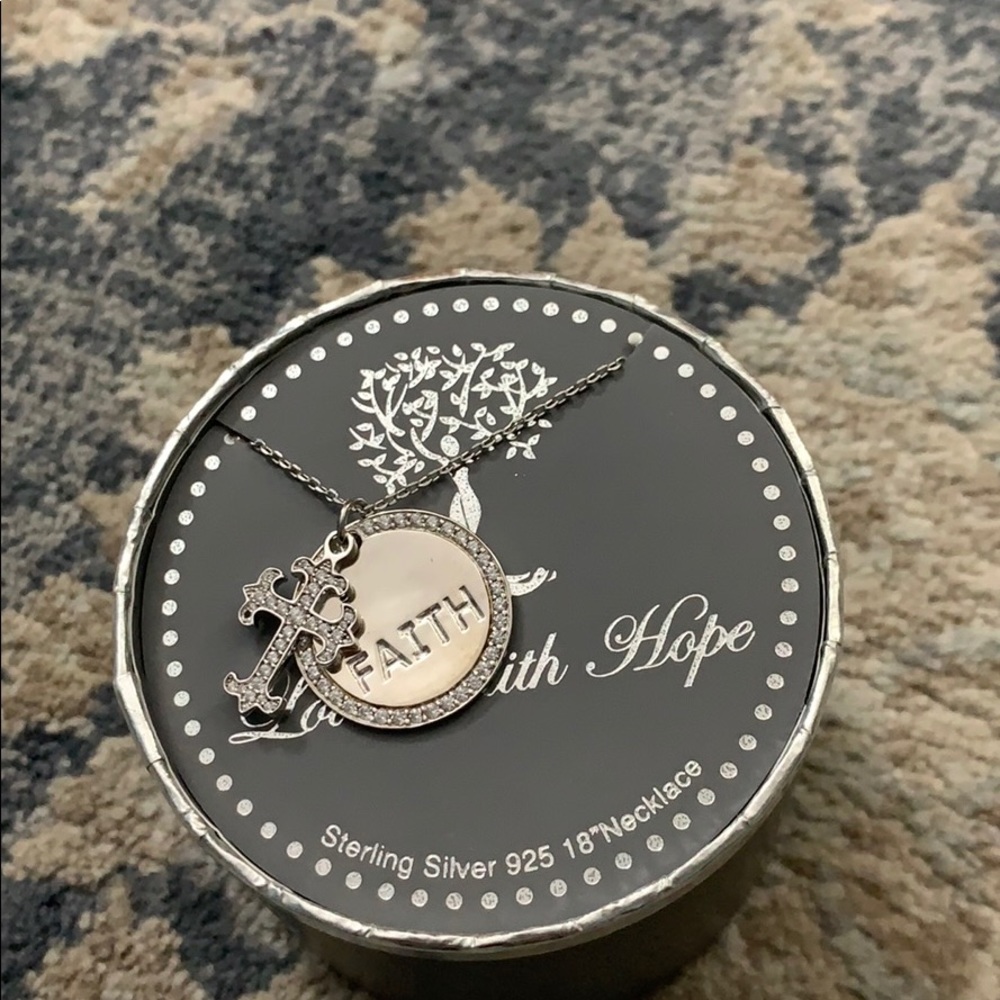 NIB Sterling Silver Faith and cross Necklace